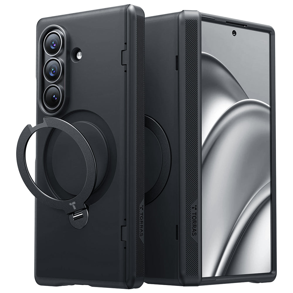 Coque MagSafe pour Samsung Galaxy Z Fold8 Ultra F976, Torras, Ostand Q3 Spin, Noire