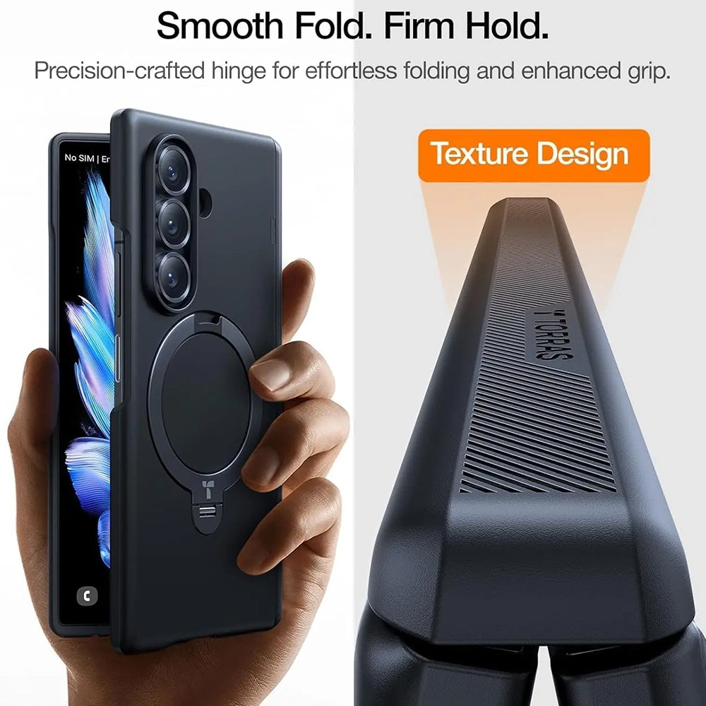 Coque MagSafe pour Samsung Galaxy Z Fold8 Ultra F976, Torras, Ostand Q3 Spin, Noire
