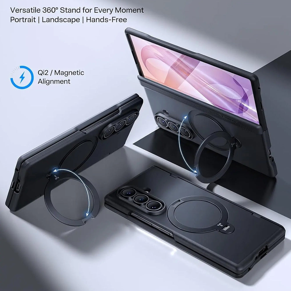 Coque MagSafe pour Samsung Galaxy Z Fold8 Ultra F976, Torras, Ostand Q3 Spin, Noire