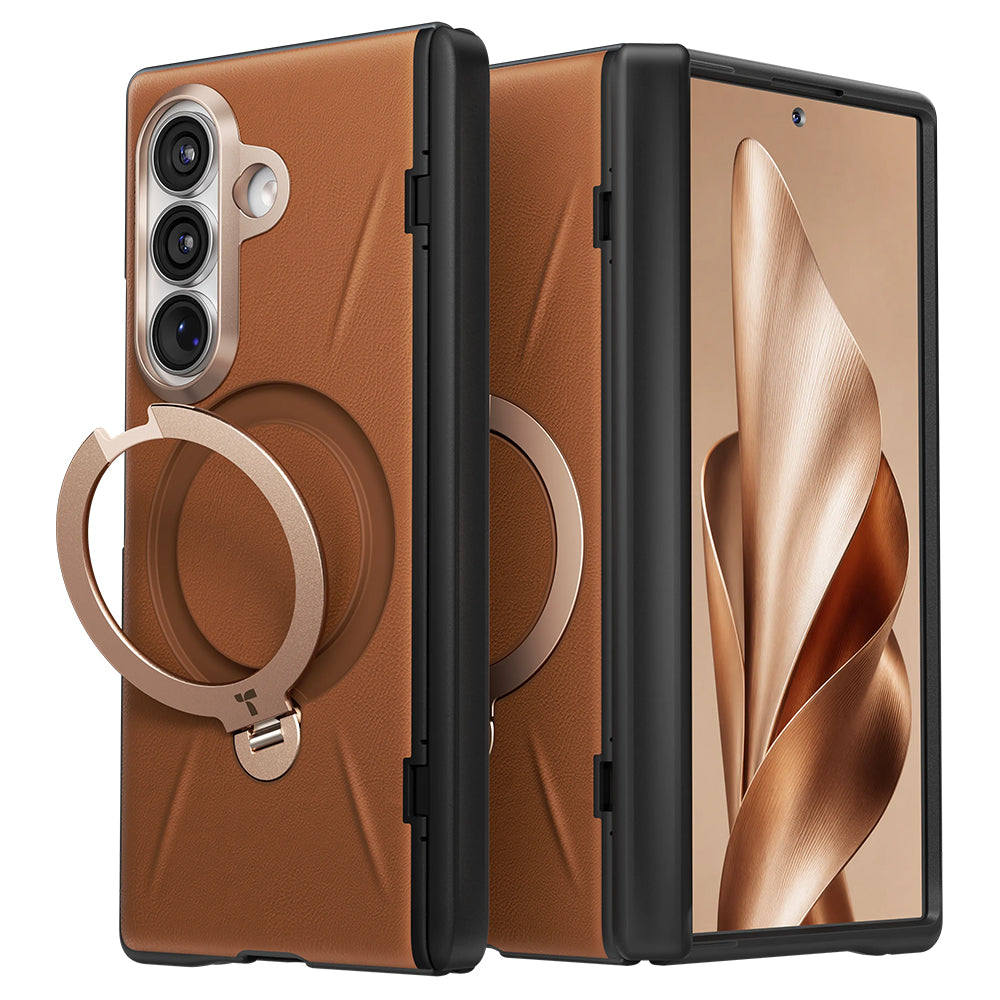 Coque MagSafe pour Samsung Galaxy Z Fold8 Ultra F976, Torras, Cuir QPRO, Marron