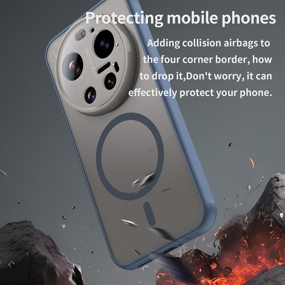 Coque MagSafe pour Xiaomi 17 Ultra, Techsuit, HaloFrost II, Bleu Marine