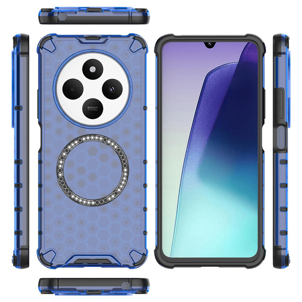 Coque MagSafe pour Xiaomi Poco C75 / Redmi 14C, Techsuit, HoneyComb Shield, Bleue