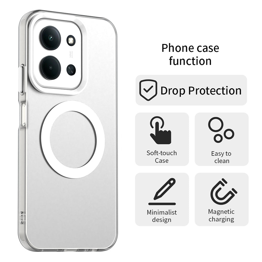 Coque MagSafe pour Xiaomi Poco C85 4G / Redmi 15C 5G / 15C 4G, Techsuit, CandyCase, Blanche