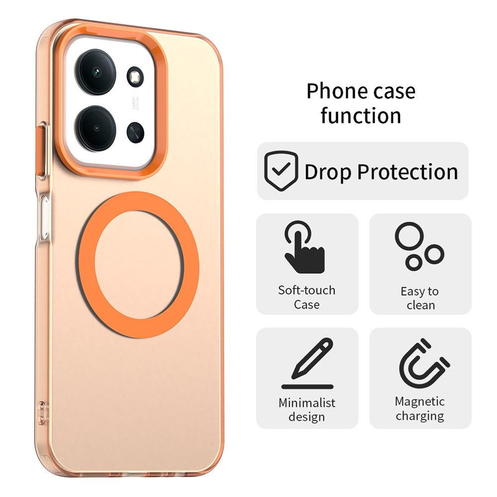 Coque MagSafe pour Xiaomi Poco C85 4G / Redmi 15C 5G / 15C 4G, Techsuit, CandyCase, Orange