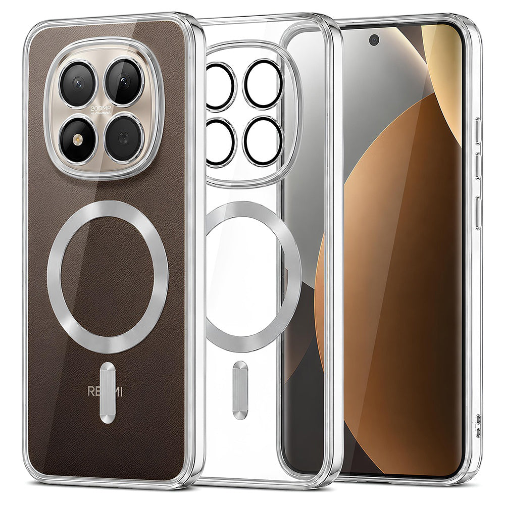 Coque MagSafe pour Xiaomi Poco M8 Pro / Redmi Note 15 Pro+ 5G, Techsuit, Luxury Crystal, Argentée