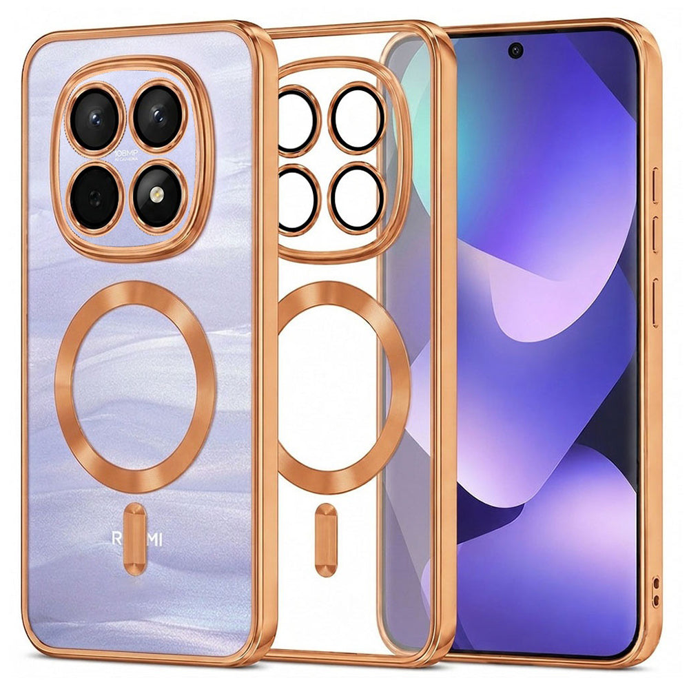 Coque MagSafe pour Xiaomi Poco M8 / Redmi Note 15 5G / Note 15 4G, Techsuit, Luxury Crystal, Orange