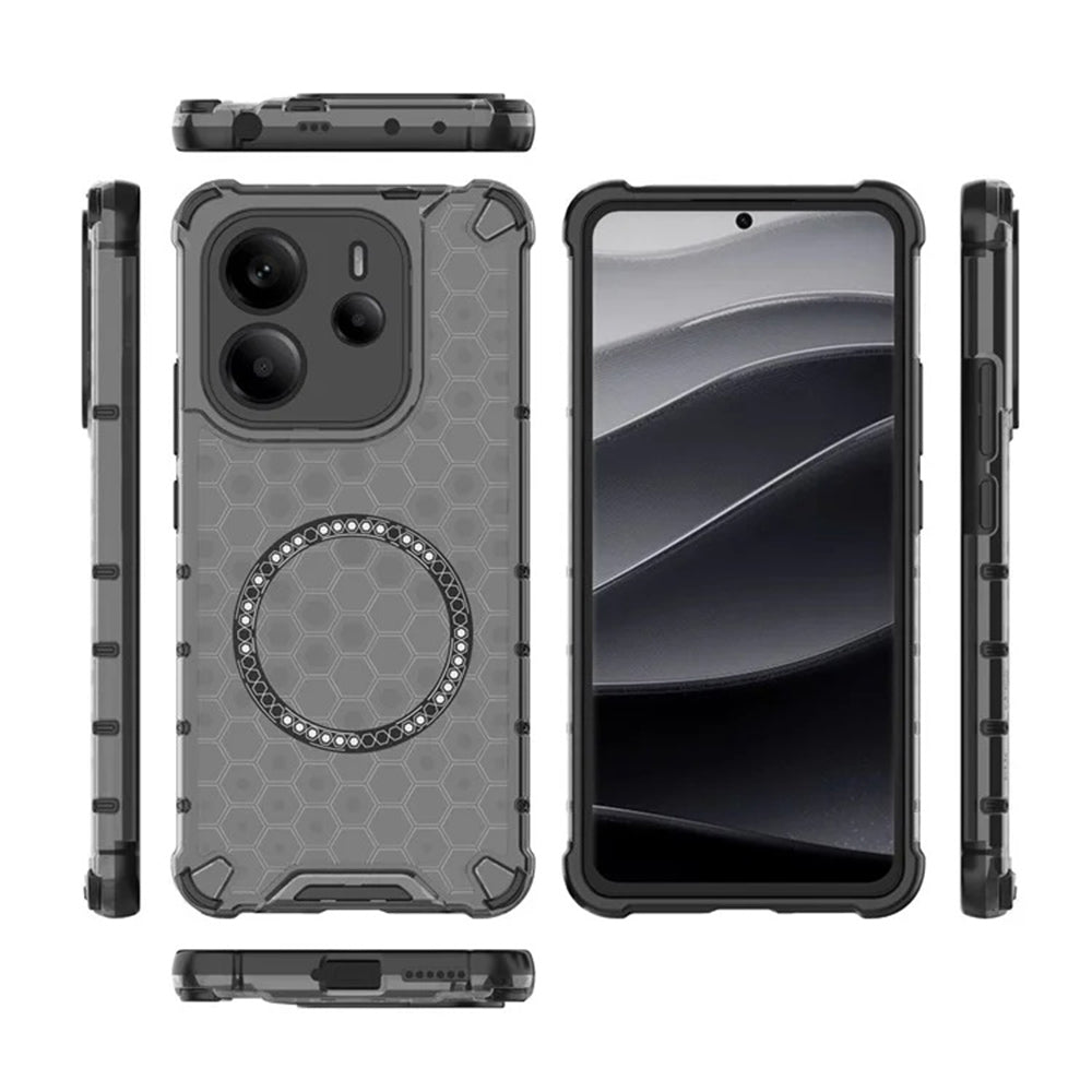 Coque MagSafe pour Xiaomi Redmi Note 14 4G (Régional), Techsuit, HoneyComb Shield, Noire