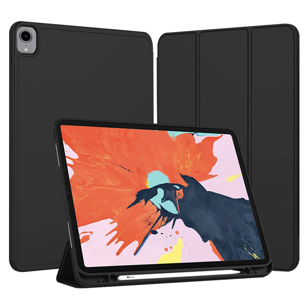 Housse pour Apple iPad Pro 12.9 (2022) / Pro 12.9 (2021) / Pro 12.9 (2020) / Pro 12.9 (2018), Techsuit, Flex Trifold, Noire