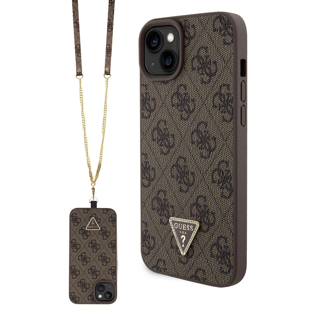 Case for Apple iPhone 15 Plus, Guess, Crossbody 4G Metal Logo, Brown, Resealed