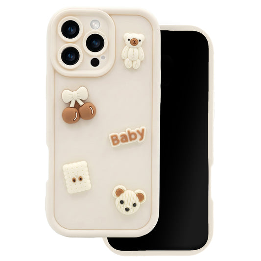 Coque pour Apple iPhone 12, OEM, Ultra Trendy 3D Bear, Beige