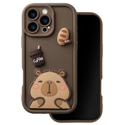 Case for Apple iPhone 15 Pro, OEM, Ultra Trendy 3D Capybara, Brown