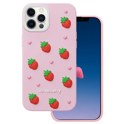 Coque pour Apple iPhone 12 / 12 Pro, OEM, Fraise, Rose