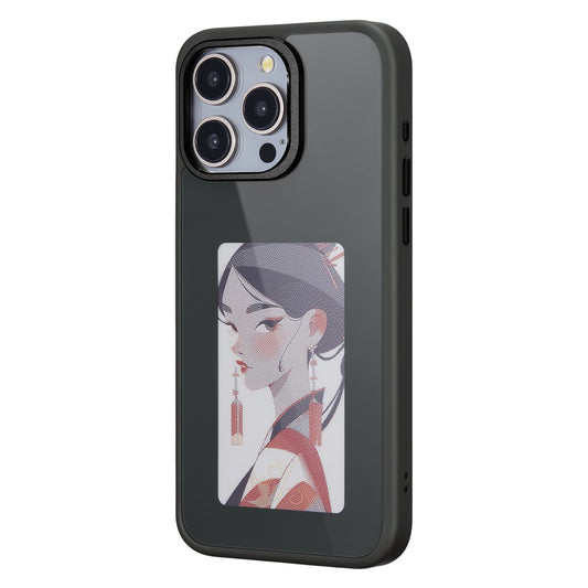 Coque pour Apple iPhone 14 Pro, OEM, Écran E-Ink Personnalisé, Noir