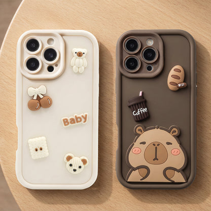 Coque pour Apple iPhone 17 Pro, OEM, Ultra Trendy 3D Capybara, Marron
