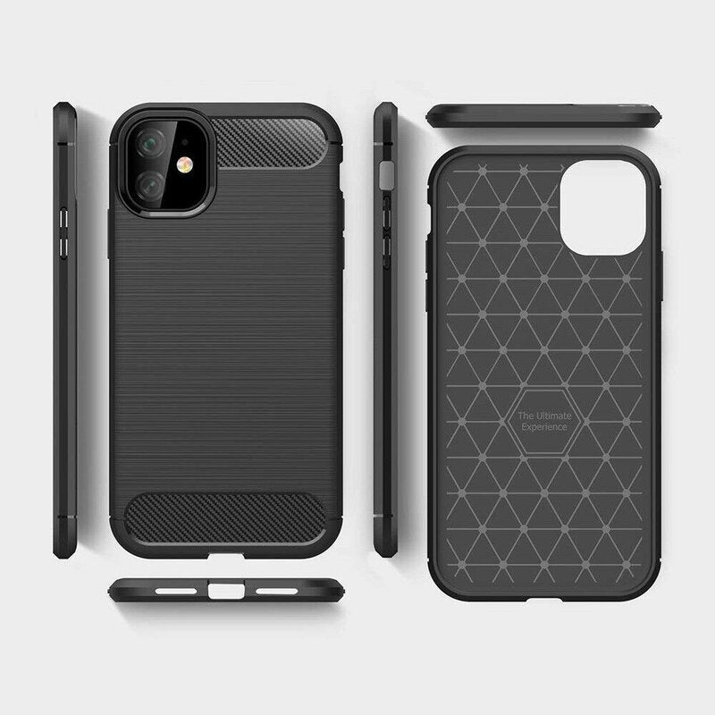 Coque pour Apple iPhone 12 / 12 Pro, Techsuit, Carbone, Noire