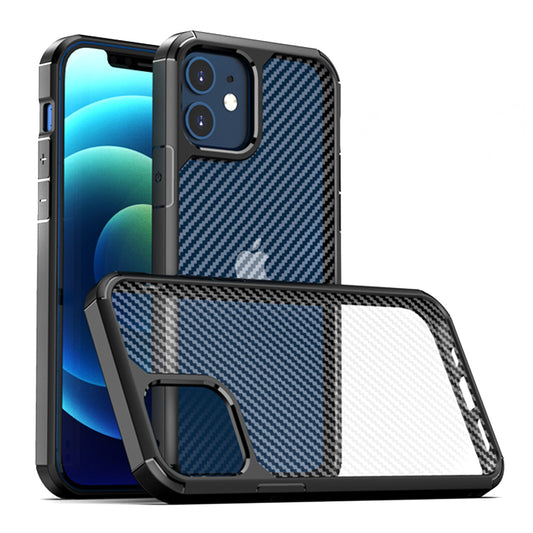 Coque pour Apple iPhone 12 / 12 Pro, Techsuit, CarbonFuse, Noire