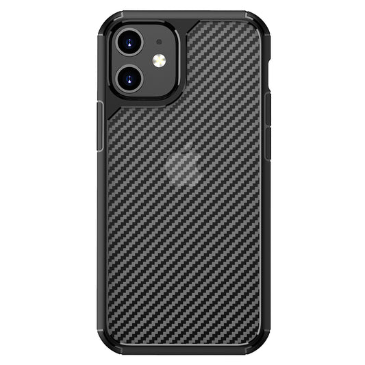 Coque pour Apple iPhone 12 / 12 Pro, Techsuit, CarbonFuse, Noire