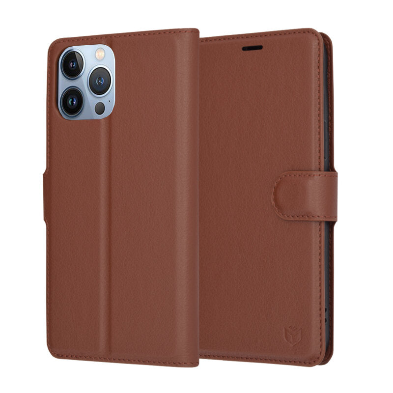 Coque pour Apple iPhone 13 Pro Max, Techsuit, Leather Folio, Marron