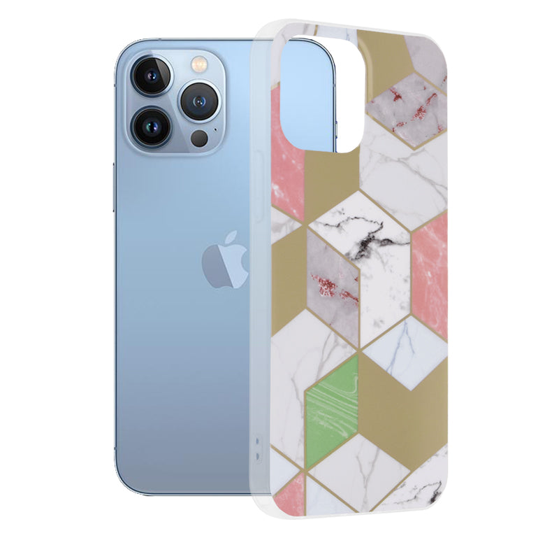 Coque pour Apple iPhone 13 Pro Max, Techsuit, Marble, Violet