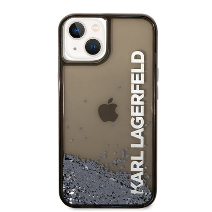 Housse pour Apple iPhone 14, Karl Lagerfeld, Liquid Glitter KL Logo, Noire