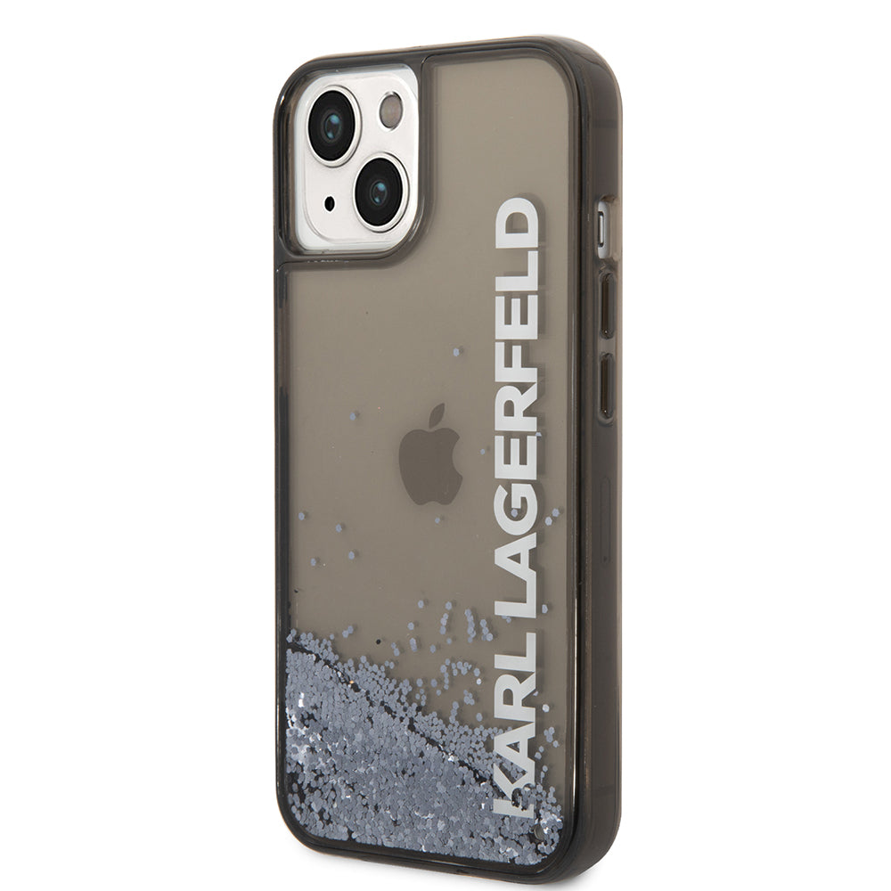 Housse pour Apple iPhone 14, Karl Lagerfeld, Liquid Glitter KL Logo, Noire