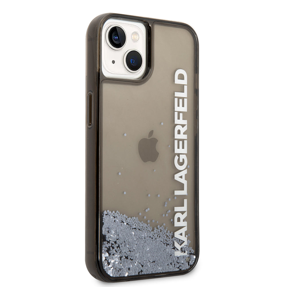 Housse pour Apple iPhone 14, Karl Lagerfeld, Liquid Glitter KL Logo, Noire