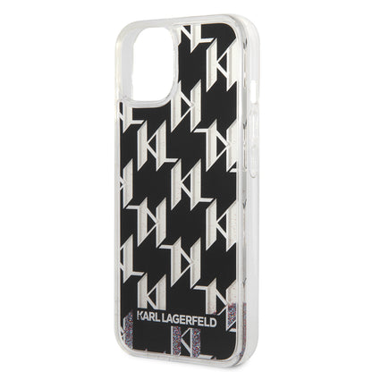 Case for Apple iPhone 14, Karl Lagerfeld, Liquid Glitter Monogram, Black