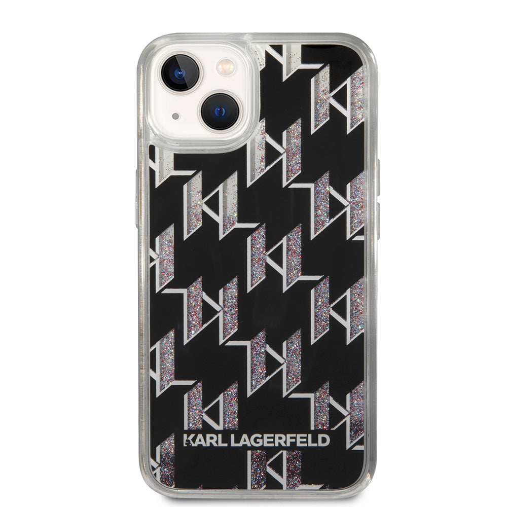 Case for Apple iPhone 14, Karl Lagerfeld, Liquid Glitter Monogram, Black