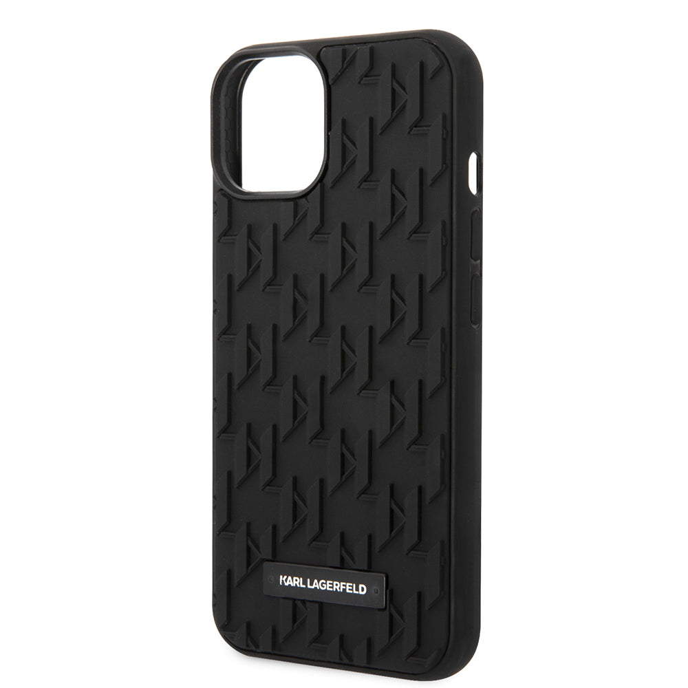 Étui pour Apple iPhone 14 Plus, Karl Lagerfeld, Monogramme 3D, Noir