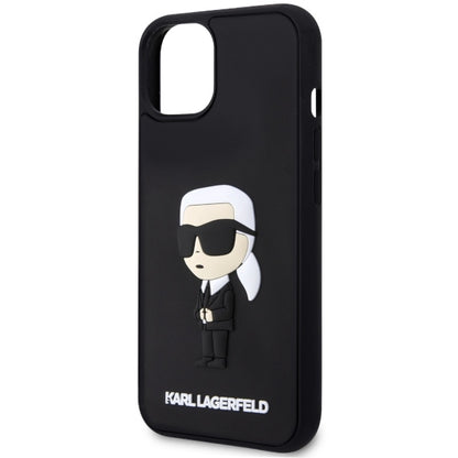 Housse pour Apple iPhone 14 Plus, Karl Lagerfeld, 3D Rubber Ikonik Karl, Noire