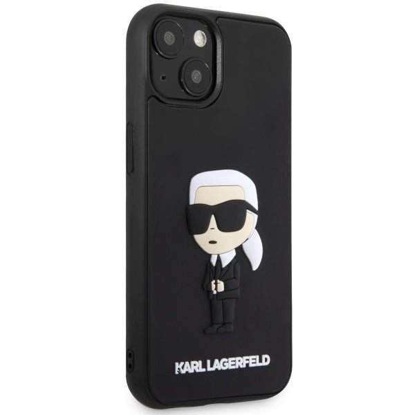 Housse pour Apple iPhone 14 Plus, Karl Lagerfeld, 3D Rubber Ikonik Karl, Noire
