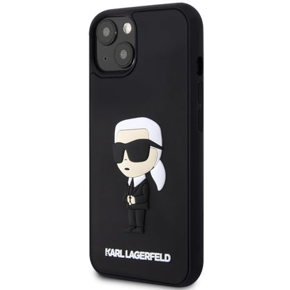 Housse pour Apple iPhone 14 Plus, Karl Lagerfeld, 3D Rubber Ikonik Karl, Noire