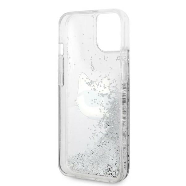Housse pour Apple iPhone 14 Plus, Karl Lagerfeld, Glitter Choupette's Head, Argentée