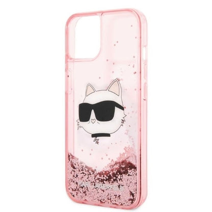Étui pour Apple iPhone 14 Plus, Karl Lagerfeld, Glitter Choupette's Head, Rose