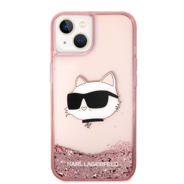Étui pour Apple iPhone 14 Plus, Karl Lagerfeld, Glitter Choupette's Head, Rose