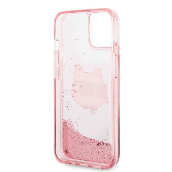 Étui pour Apple iPhone 14 Plus, Karl Lagerfeld, Glitter Choupette's Head, Rose