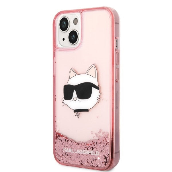 Étui pour Apple iPhone 14 Plus, Karl Lagerfeld, Glitter Choupette's Head, Rose