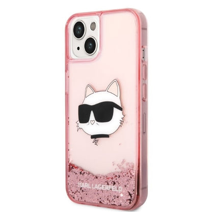 Étui pour Apple iPhone 14 Plus, Karl Lagerfeld, Glitter Choupette's Head, Rose