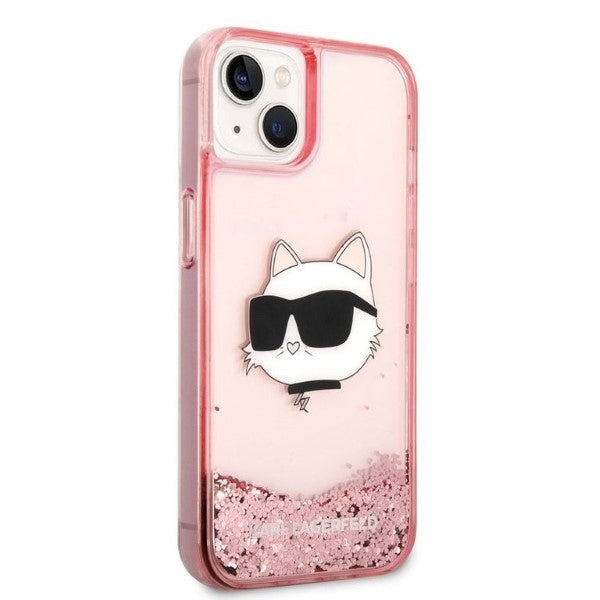 Étui pour Apple iPhone 14 Plus, Karl Lagerfeld, Glitter Choupette's Head, Rose