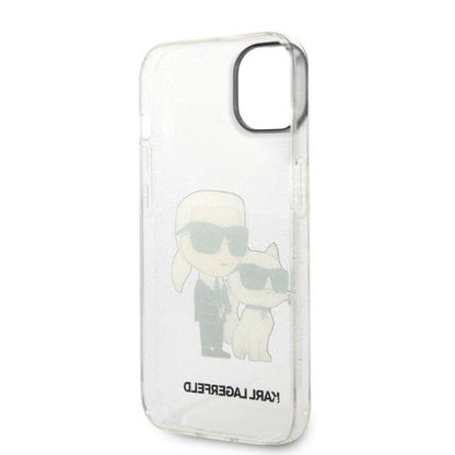 Housse pour Apple iPhone 14 Plus, Karl Lagerfeld, Glitter Karl & Choupette, Transparente