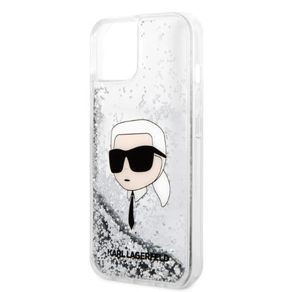 Housse pour Apple iPhone 14 Plus, Karl Lagerfeld, Glitter Karl's Head, Argentée