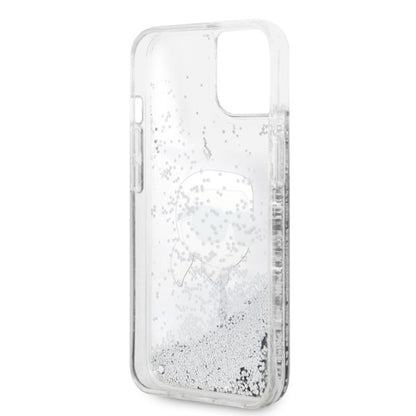Housse pour Apple iPhone 14 Plus, Karl Lagerfeld, Glitter Karl's Head, Argentée