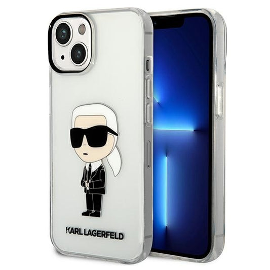 Étui pour Apple iPhone 14 Plus, Karl Lagerfeld, Ikonik Karl, Transparent