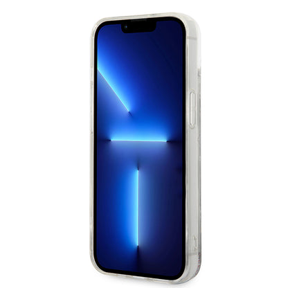 Étui pour Apple iPhone 14 Plus, Karl Lagerfeld, Monogramme à Paillettes Liquides, Argenté