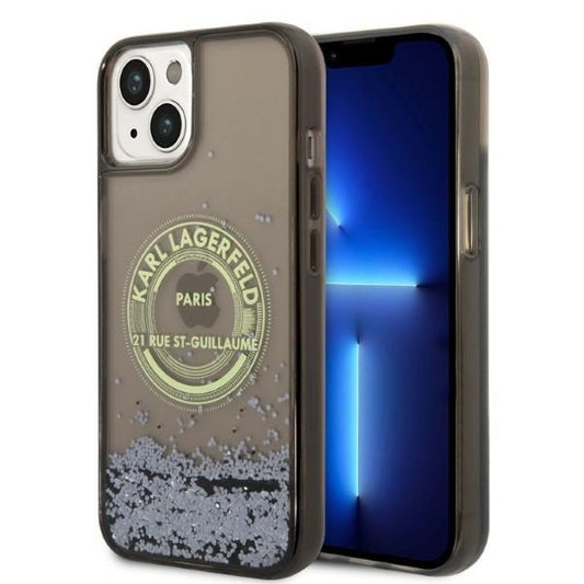 Étui pour Apple iPhone 14 Plus, Karl Lagerfeld, Liquid Glitter RSG, Noir