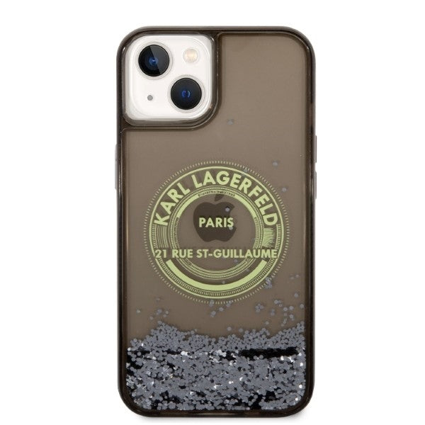 Étui pour Apple iPhone 14 Plus, Karl Lagerfeld, Liquid Glitter RSG, Noir