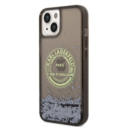 Étui pour Apple iPhone 14 Plus, Karl Lagerfeld, Liquid Glitter RSG, Noir