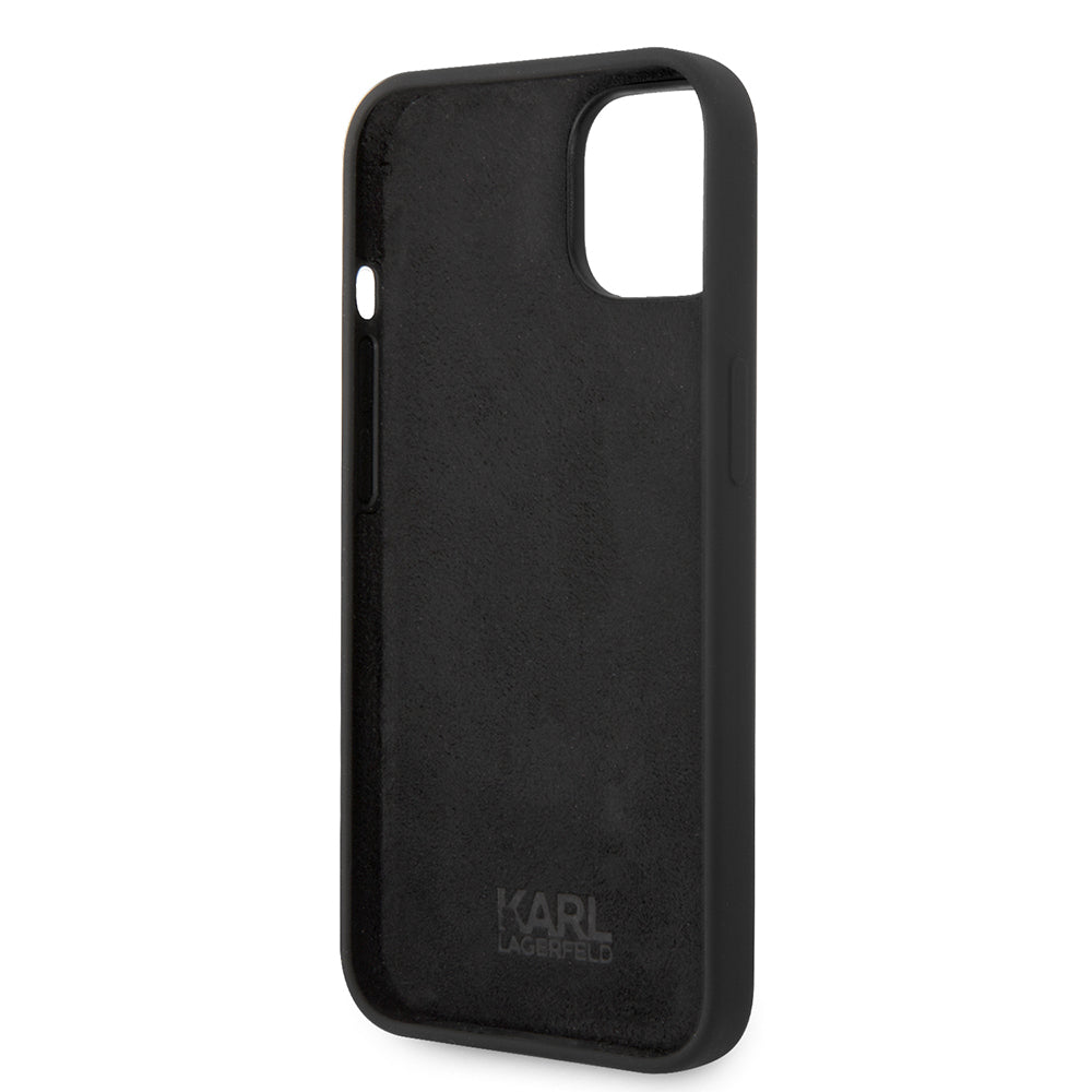 Étui pour Apple iPhone 14 Plus, Karl Lagerfeld, Silicone Tête de Karl, Noir