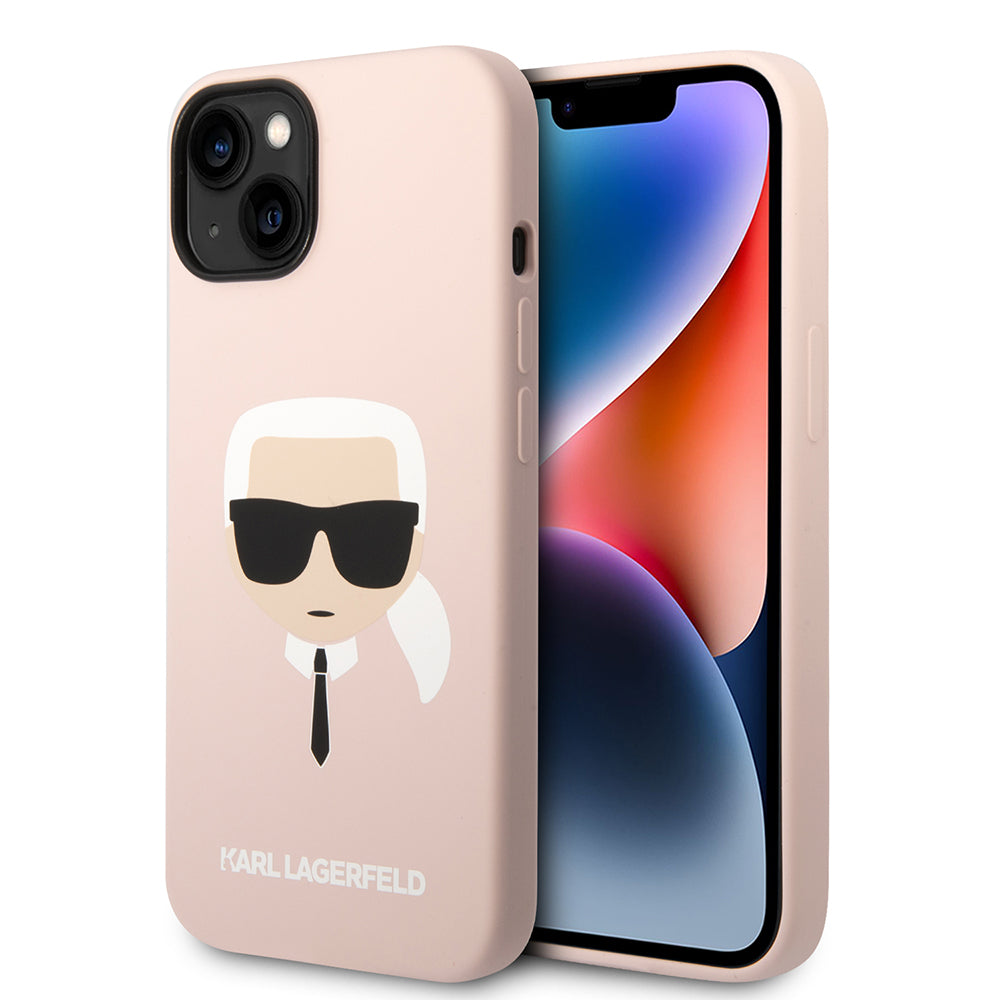 Case for Apple iPhone 14 Plus, Karl Lagerfeld, Silicone Karl's Head, Pink