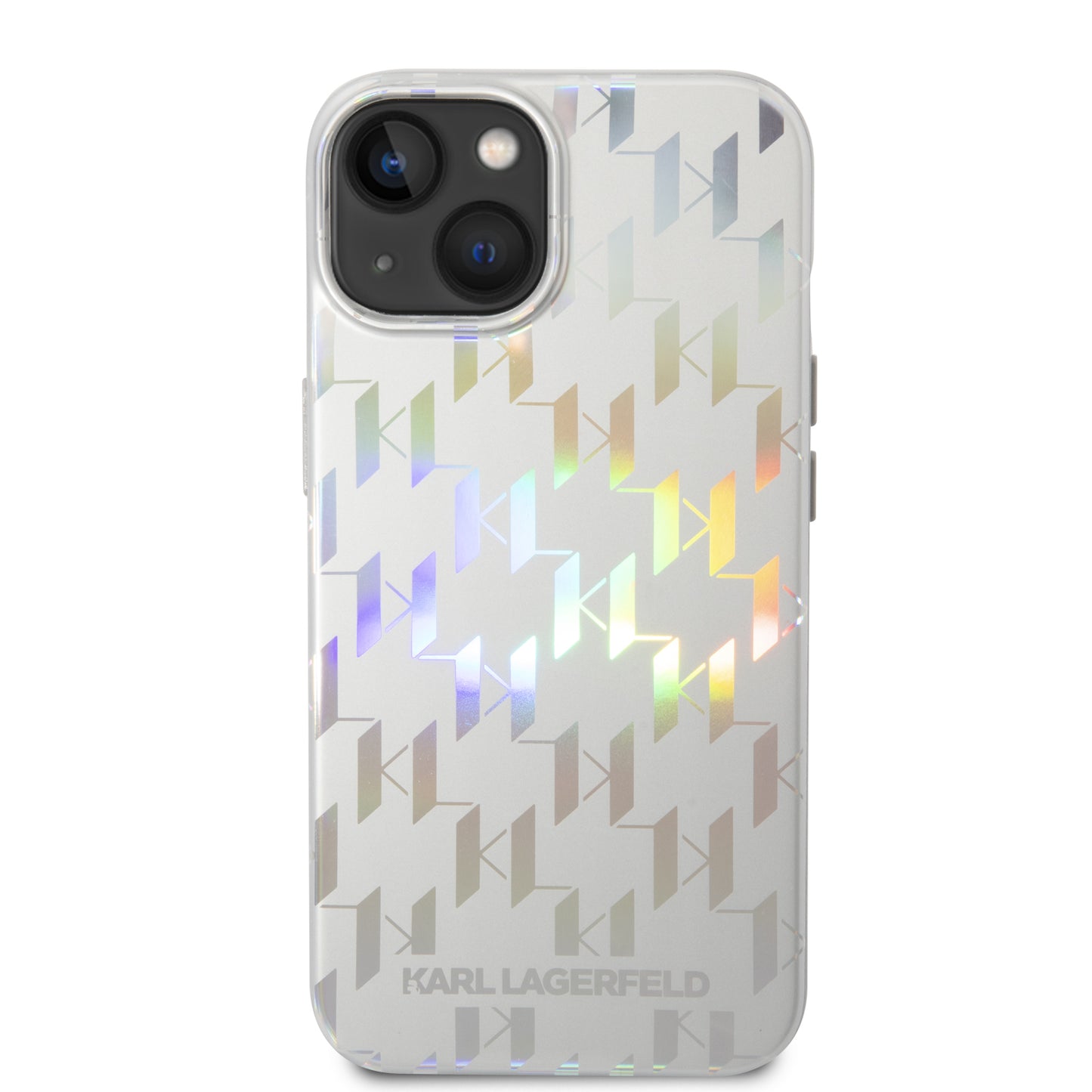 Étui pour Apple iPhone 14 Plus, Karl Lagerfeld, Monogram Iridescent, Argenté